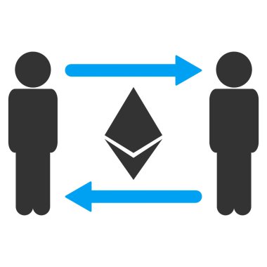 Herkes birbirine Ethereum kristal düz vektör simge verir