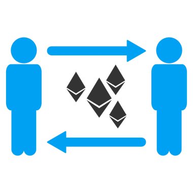 Herkes birbirine Ethereum kristalleri düz vektör simge verir