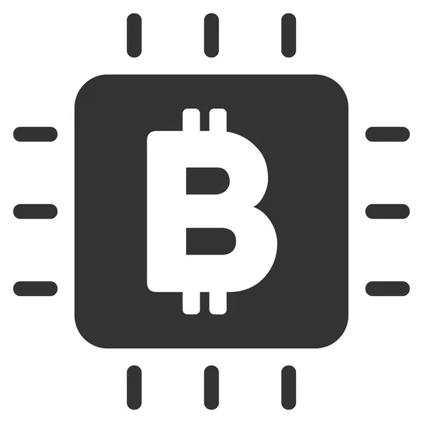 Bitcoin Processor Chip Flat Vector Icon — Stock Vector