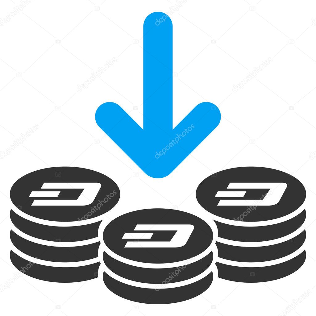 Dash Coins Income Flat Vector Icon