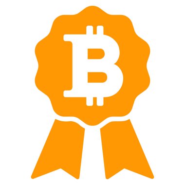 Bitcoin sertifika mühür düz simgesi