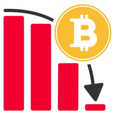 Bitcoin düşen grafik düz simgesi