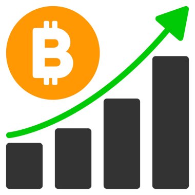 Bitcoin büyüyen Trend düz simgesi
