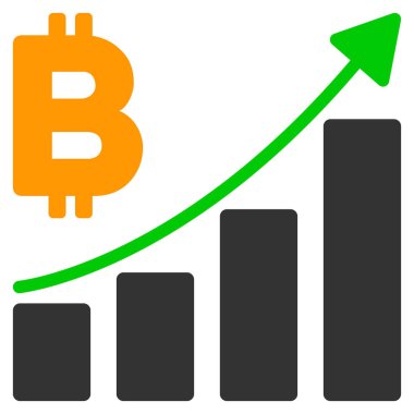 Bitcoin büyüme trendi düz simgesi