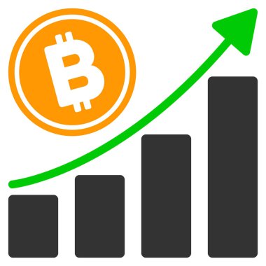 Bitcoin büyüme trendi düz simgesi