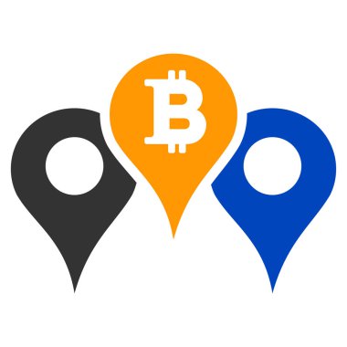 Bitcoin harita işaretçiler düz simgesi