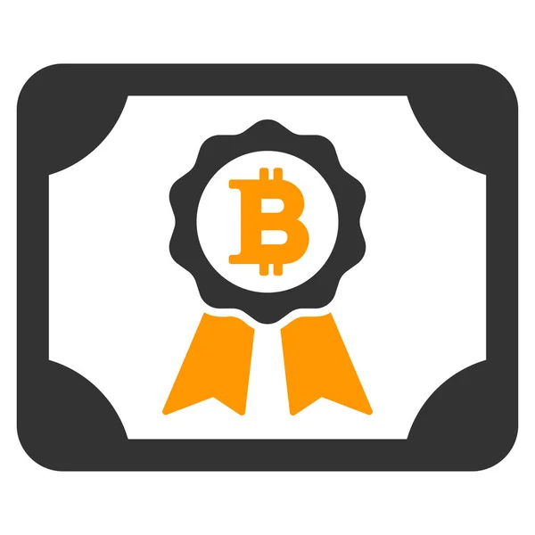 Bitcoin-Zertifikat flaches Symbol — Stockvektor