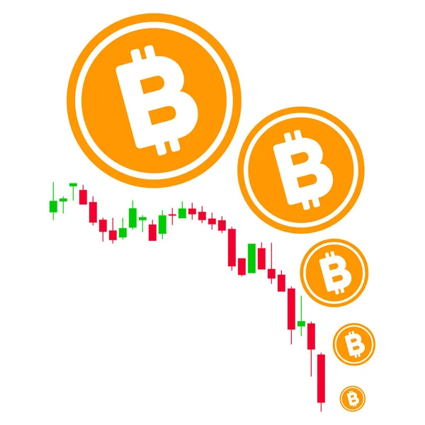 Bitcoin deflasyon grafik düz simgesi — Stok Vektör
