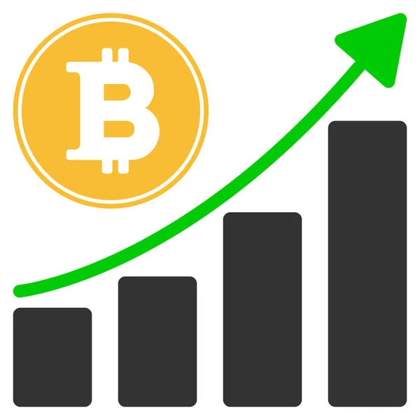 Bitcoin Growing Chart Flat Icon — Stock Vector