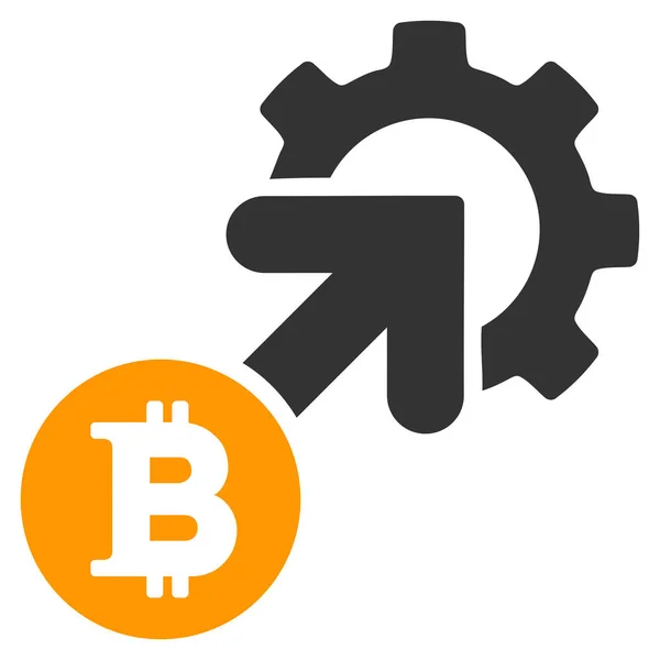 Bitcoin Integration Cog Flat Icon — Stock Vector