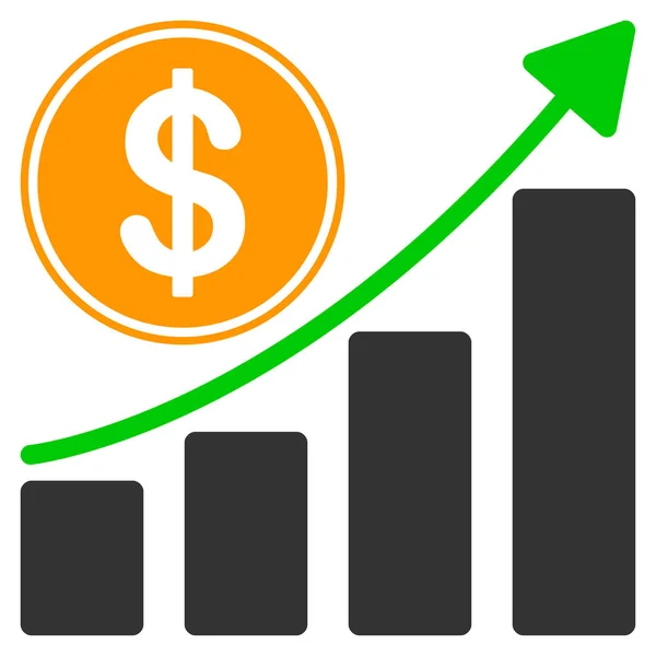 Dollar Growth Chart Flat Icon — Stock Vector