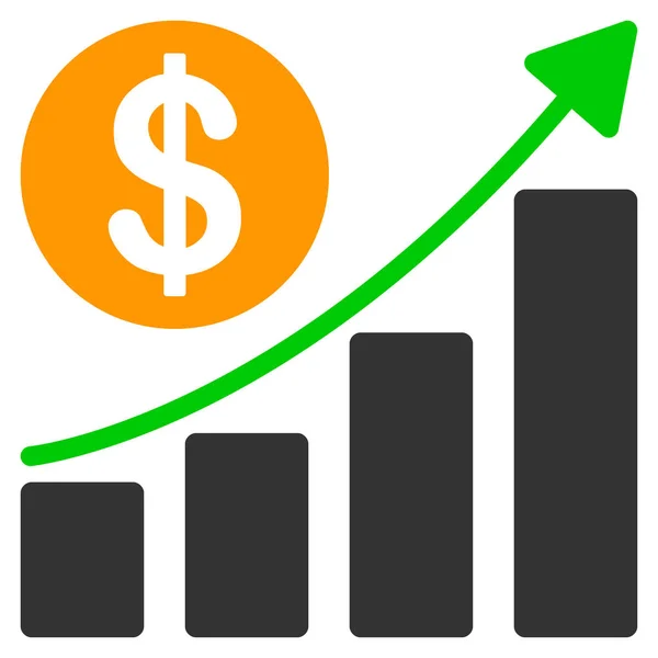 Dollarn tillväxt diagram Flat ikonen — Stock vektor