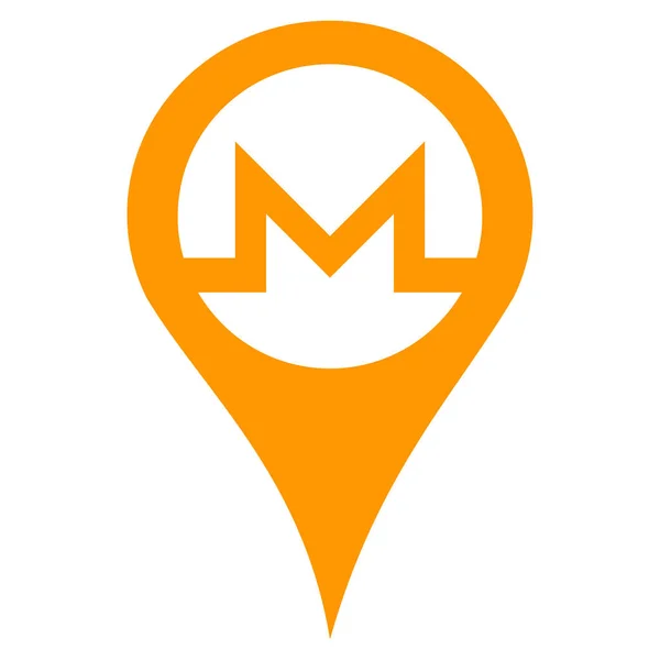 Monero Mapa Ponteiro Ícone plano — Vetor de Stock