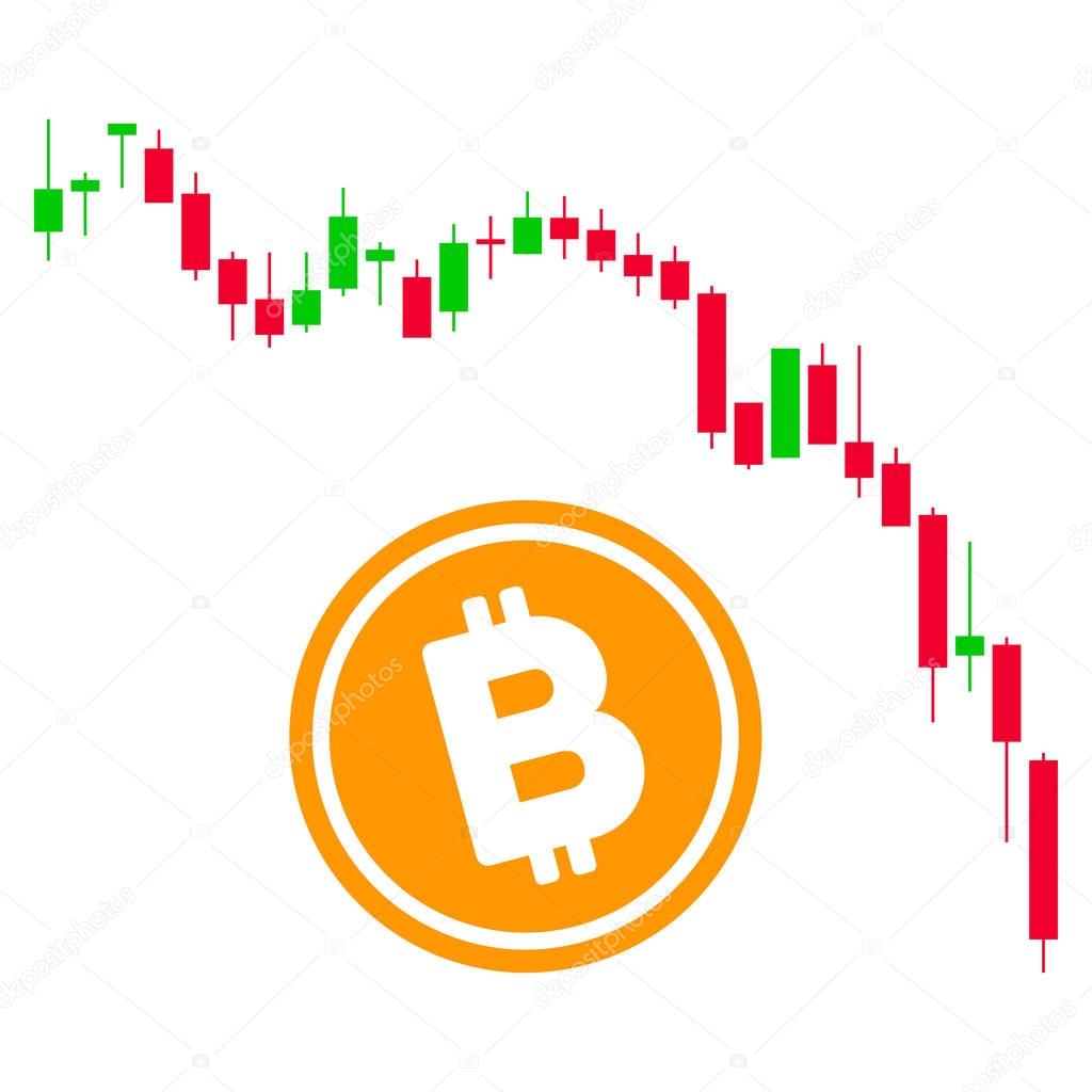 Candlestick Chart Bitcoin Fall Flat Icon