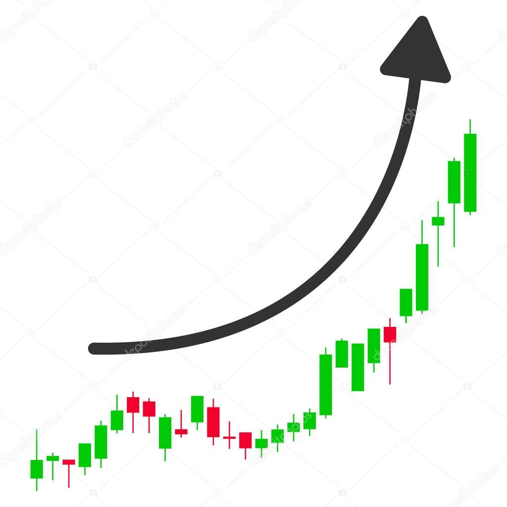 Candlestick Chart Growth Trend Flat Icon