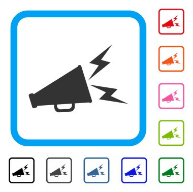 Uyarı megafon simgesi çerçeveli