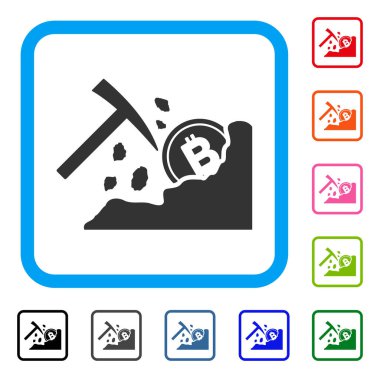 Bitcoin madencilik çekiç simgesi çerçeveli