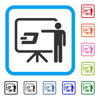 Çizgi kurulu sunu kişi simgesi çerçeveli