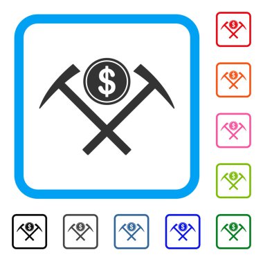 Doları araştırma çekiç simgesi çerçeveli