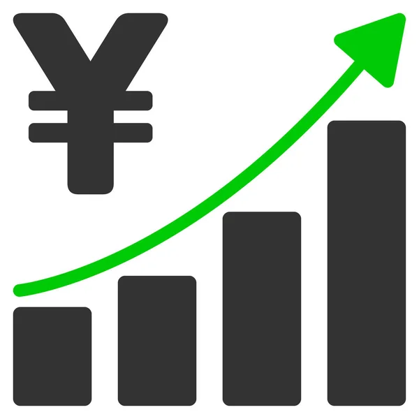 Ícone plano de tendência de crescimento de ienes — Vetor de Stock