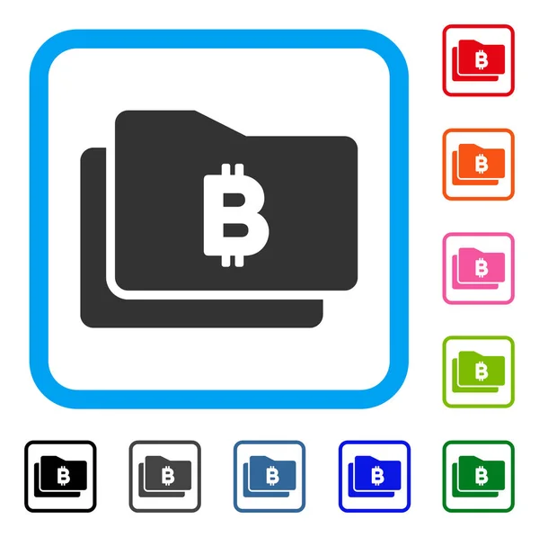 Portfel Bitcoin oprawione ikona — Wektor stockowy
