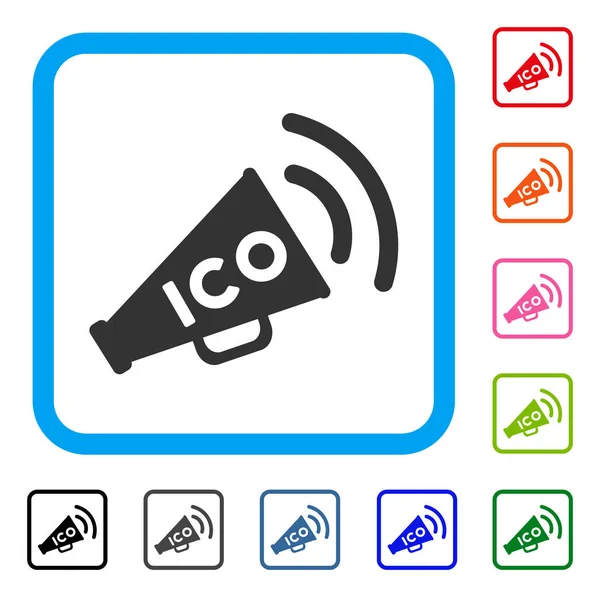 Ico News Icône encadrée mégaphone — Image vectorielle