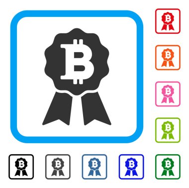 Bitcoin sertifika mühür simgesi çerçeveli