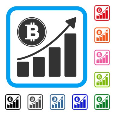 Grafik büyüyen Bitcoin simgesi çerçeveli