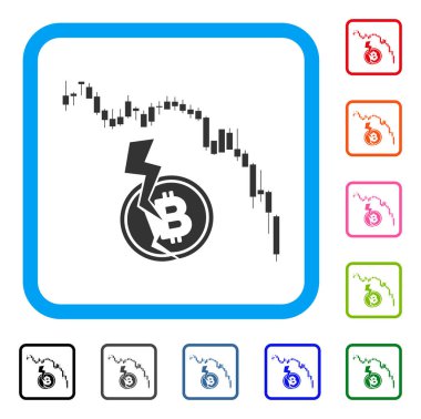 Mum grafik Bitcoin kazasında simgesi çerçeveli