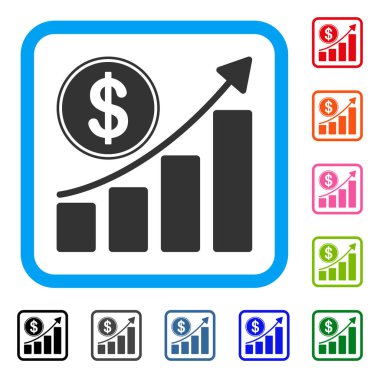 Doları büyüme grafik simge çerçeveli