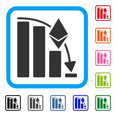 Ethereum düşen ivme grafik simge çerçeveli