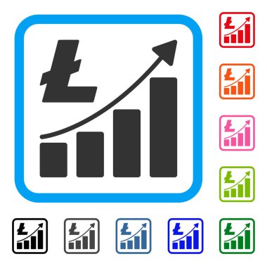 Litecoin büyüme grafik simge çerçeveli