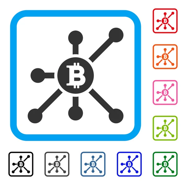 Bitcoin knooppunt ingelijst pictogram — Stockvector