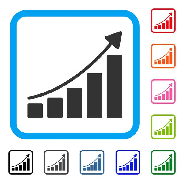 Wachsende Balkendiagramm Trend gerahmt Symbol — Stockvektor