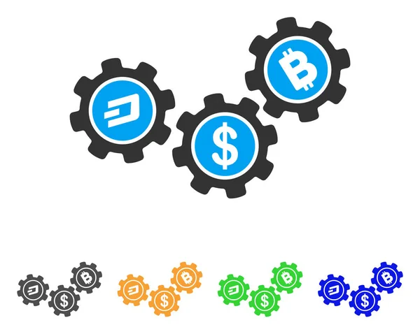 Cryptocurrency Process Gears Vector Icon — Stock Vector