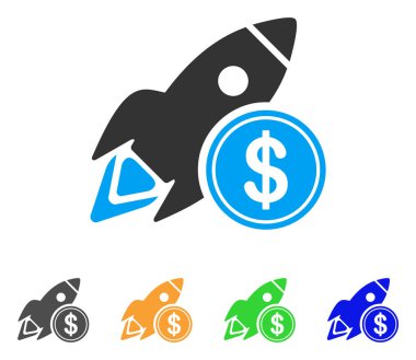 Doları roket vektör simgesi