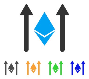 Ethereum kristal göndermek okları vektör simgesi