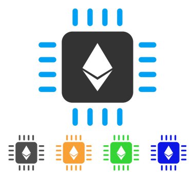 Ethereum işlemci çip vektör simgesi