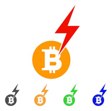 Bitcoin yıldırım vektör simgesi