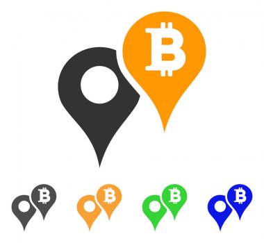 Bitcoin harita işaretleri vektör simgesi