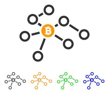 Bitcoin ağ düğümleri vektör simgesi