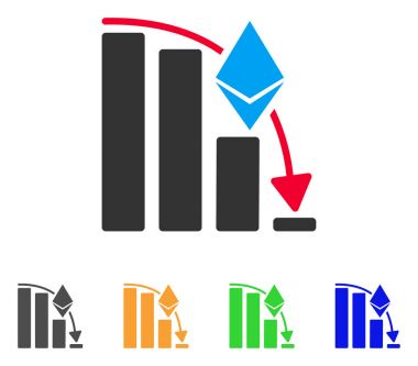 Ethereum düşen ivme grafik vektör simgesi