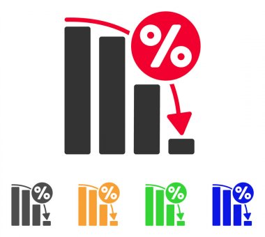 Düşen yüzde Bar grafik vektör simgesi