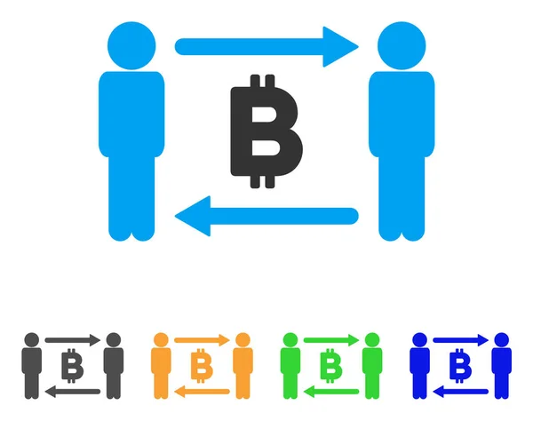 Herkes birbirine Bitcoin vektör simge verir — Stok Vektör