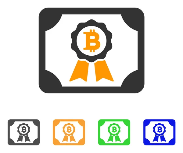 Bitcoin-Zertifikat-Vektorsymbol — Stockvektor