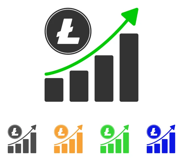 成長グラフ トレンド ベクター アイコン Litecoin — ストックベクタ