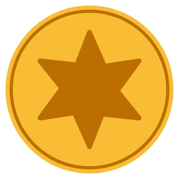 6 Corners Star Gold Coin — Stock Vector