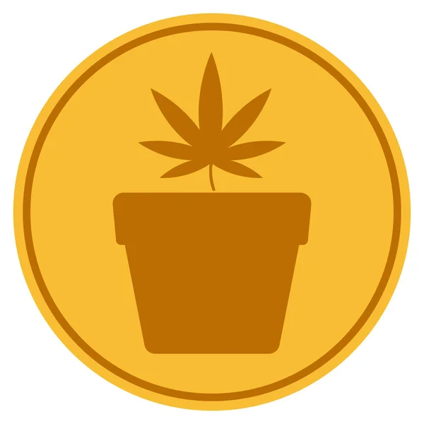 Cannabis Pot Moneda de Oro — Vector de stock