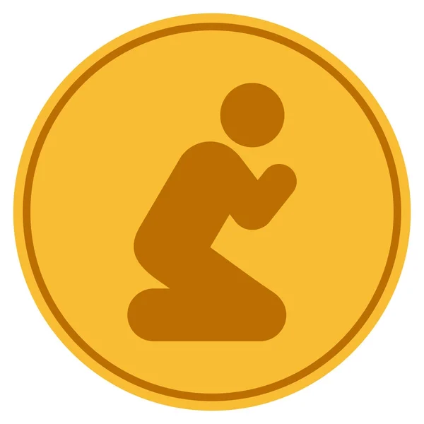 Pray Pose Gold Coin — Stock Vector