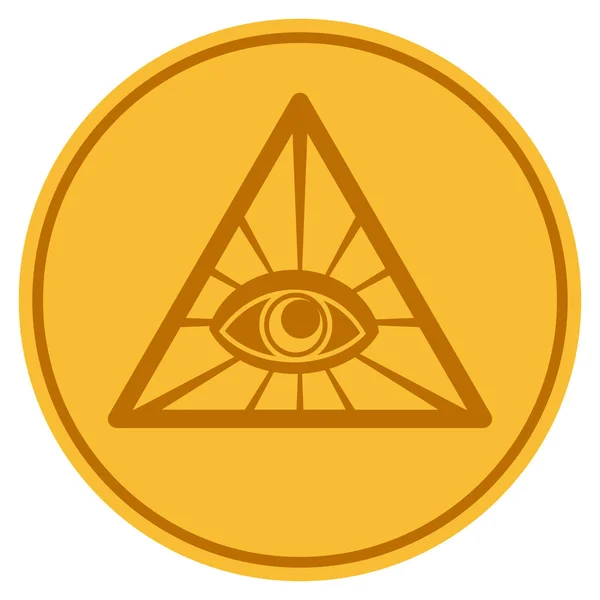 Pirámide Ojo Moneda de Oro — Vector de stock